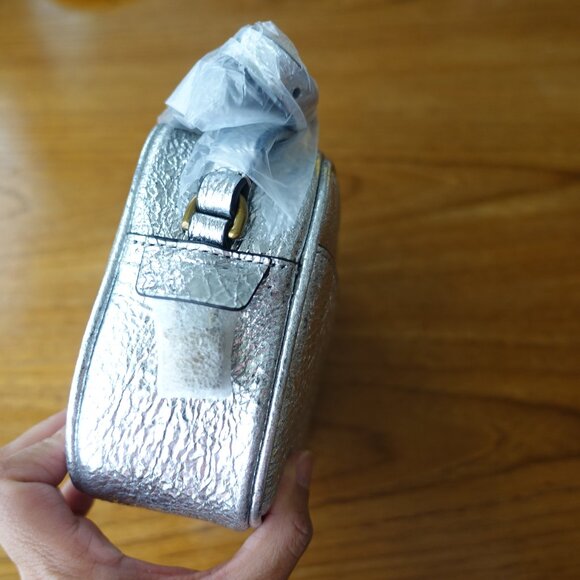 J.Crew Mini Metallic Silver Signet Leather H3877 crossbody Cross Body Bag - Picture 4 of 8